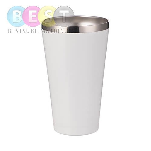Tumbler-Becher, 450 ml, Rostfreier Stahl, ohne Deckel, Weiß, für den Sublimationsdruck.