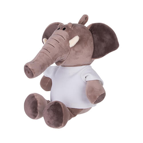 Plüschtier, Elefant, 22 cm, mit T-Shirt, Dunkelbraun, für den Sublimationsdruck