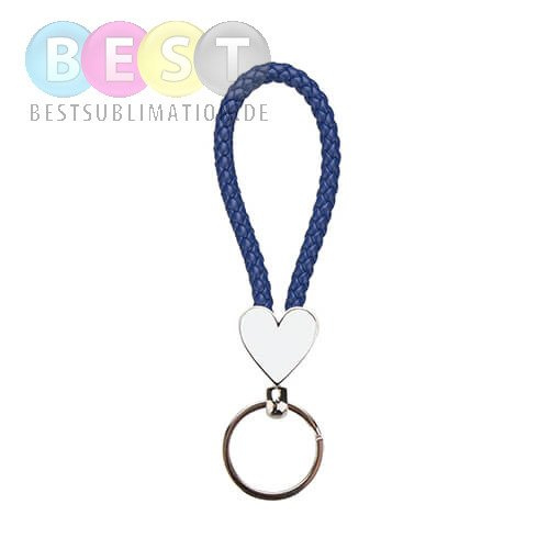 Schlüsselanhänger, Geflecht, Herz, Blau, für den Sublimationsdruck