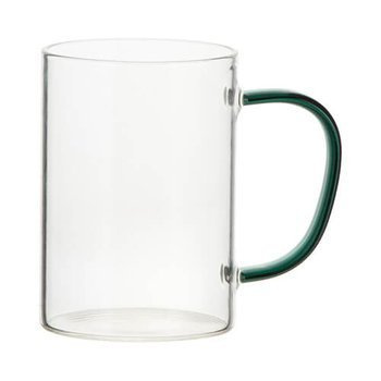 Tasse 360 ml, Glas, mit grünem Griff, für die Sublimation