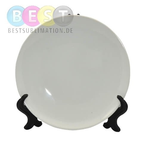 Teller 15,5 cm, Keramik, Weiß, mit Standfuß, für den Sublimationsdruck