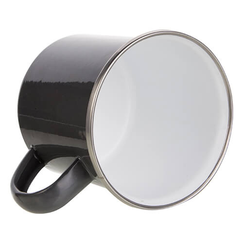 Becher 360 ml, Metall, emailliert, Grau, für den Thermotransferdruck