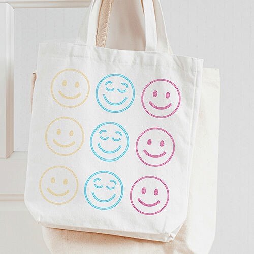 Blatt mit Zirkonia, 9 Smileys, für den Thermotransfer