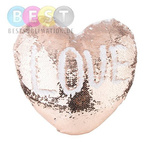 Kissenbezug, Herz, 39 x 44 cm, mit Pailletten, Champagner, für den Sublimationsdruck