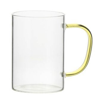 Tasse 360 ml, Glas, mit gelbem Griff, für die Sublimation