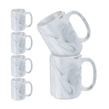 Tassen-Set, 6 Stck.  450 ml, Grauer Marmor, A+, für die Sublimation