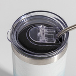 Becher, 600 ml, 3D Puff Cloud, Weiß-Hellblau, für die Sublimation