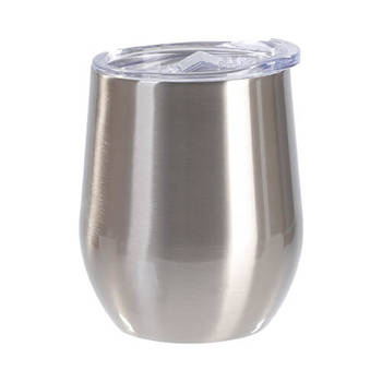 Glühweintasse, 260 ml, Silber, mit Deckel samt Trinköffnung, für die Sublimation