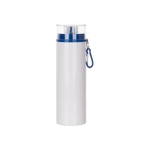 Aluminiumflasche 850 ml weiß mit transparentem Verschluss und blauem Deckel zur Sublimation