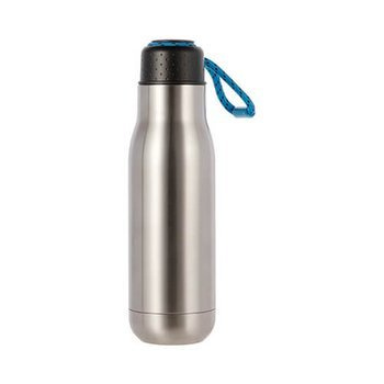 Trinkflasche, 500 ml, Metall, mit Schlinge, Silber, für den Sublimationsdruck.