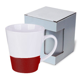 Latte-Tasse 300 ml, mit Brokatstreifen, Rot, mit Box, für die Sublimation