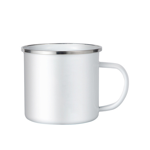 Becher 500 ml, Metall, emailliert, weiß, 4 Stück, satiniert, für den Sublimationsdruck