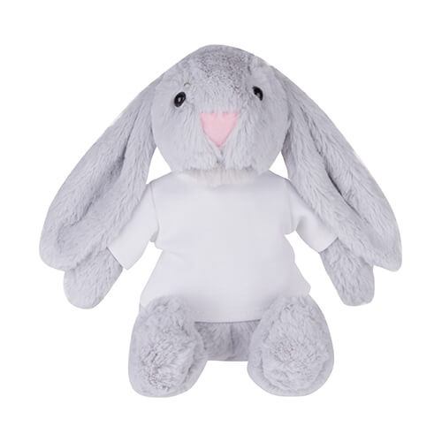 Plüschtier, Hase, 22 cm, mit T-Shirt, Dunkelbraun, für den Sublimationsdruck 