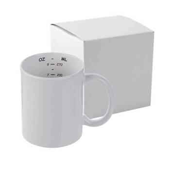 Tasse 330ml, Mit Innenseite "Mess-Skala", mit Box, für die Sublimation