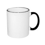 Tasse 330ml, ECO, schwarzer Griff und Rand, für die Sublimation