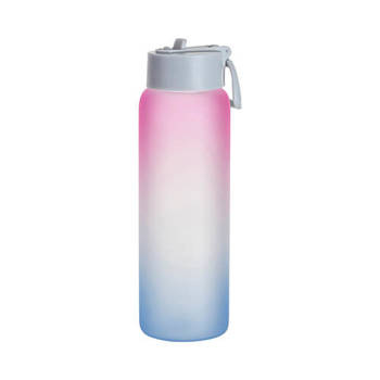 Trinkflasche, Glas, 950 ml, satiniert, rosa-blau, für den Sublimationsdruck