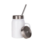 Becher mit Deckel , "Mason Jar", mit Strohhalm und Griff, für die Sublimation
