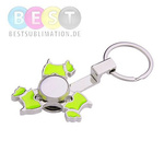 Schlüsselanhänger, Metall, Spinner, "Dog", Grün, für den Sublimationsdruck