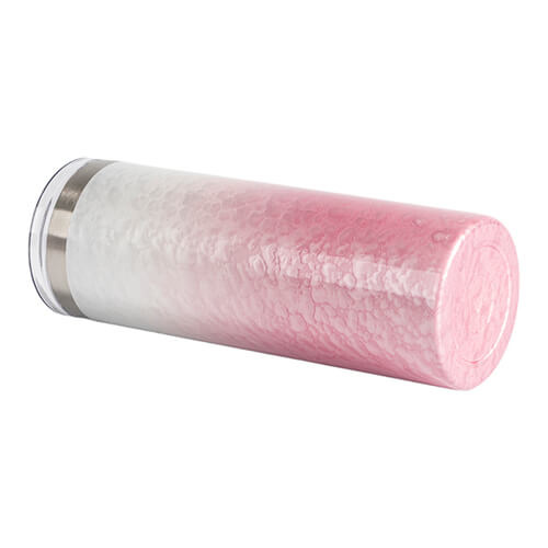 Becher, 600 ml, 3D Puff Cloud, Weiß-Rosa, für die Sublimation