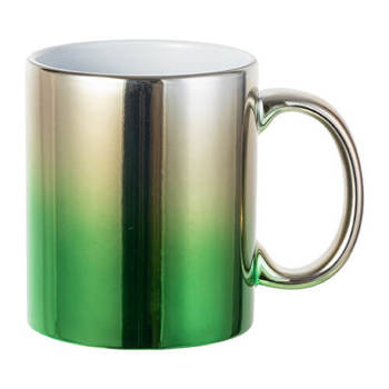 Tasse 330 ml, Plattiert, Silber-grüner Farbverlauf, für die Sublimation