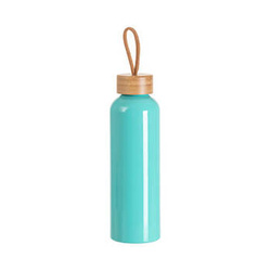 Trinkflasche, Aluminium, 600 ml, Minzgrün, Verschluss aus Bambus, für den Sublimationsdruck