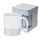 Tasse 330ml, mit Brokatstreifen, Silber, mit Box, für die Sublimation