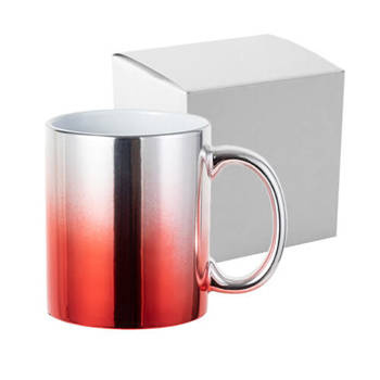 Tasse 330 ml, Plattiert, Silber-rot Farbverlauf, mit Box, für die Sublimation