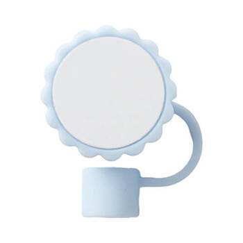 Aufsatz für Trinkhalme, Silikon, Ø 0,8 cm, Blume, Hellblau, für die Sublimation