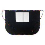 Küchenschürze, klassisch, mit  Tasche, mit bunten Paspeln, Schwarz mit schwarzen slawischen Blüten, für den Sublimationsdruck