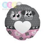 Kissenbezug, Polyester, Ø 60 cm, Katze und Hund, für den Sublimationsdruck