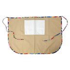 Küchenschürze, klassisch, mit Tasche, mit bunten Paspeln, Beige mit weißen slawischen Blüten, für den Sublimationsdruck