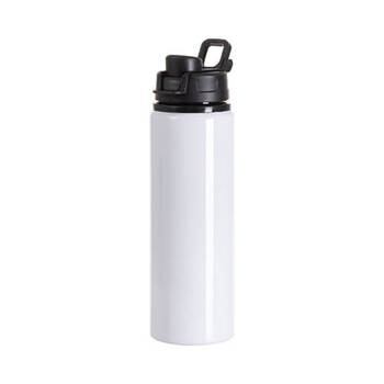 Trinkflasche, Aluminium, 750 ml, Weiß, Mit Griff und Verschluss aus Kunststoff, für den Sublimationsdruck