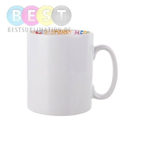 Tasse 300ml, weiß, Innenseite mit "Merry Christmas" beschriftet, für die Sublimation.