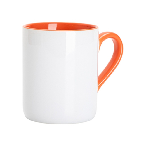 325 ml Sublimationsbecher – mit orangefarbener Innenseite und Henkel