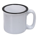 Becher 400 ml, Keramik, emailliert, Weiß mit grauen Flecken, für die Sublimation