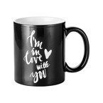 Zaubertasse 330ml, Gravurtext "I'm in Love with you", Schwarz, für die Sublimation