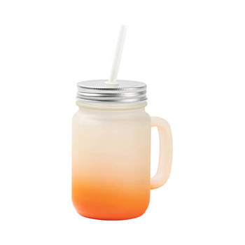 Glas mit Deckel , "Mason Jar", Satiniert, Orange, für die Sublimation