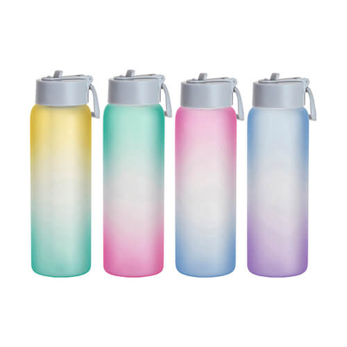 Trinkflasche, Glas, 950 ml, satiniert, blau-violett, für den Sublimationsdruck