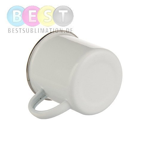 Becher 360 ml, Metall, emailliert, weiß, für die Sublimation