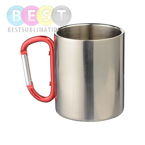 Becher 300ml, Metall, mit Karabiner-Griff, für die Sublimation