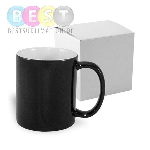 Zaubertasse 330ml, Schwarz, Matt, mit einzelner Box, für die Sublimation