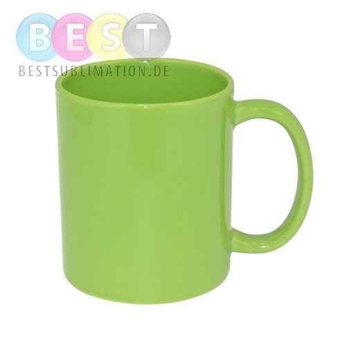 Tasse "FULL COLOR", Hellgrün, Glänzend, für  den Thermotransfer