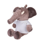 Plüschtier, Elefant, 22 cm, mit T-Shirt, Dunkelbraun, für den Sublimationsdruck 