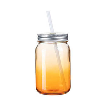 Glas mit Deckel , "Mason Jar", ohne Griff, Orange Gradient, für die Sublimation