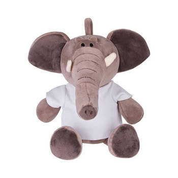 Plüschtier, Elefant, 22 cm, mit T-Shirt, Dunkelbraun, für den Sublimationsdruck 