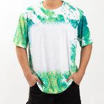 T-Shirt, Cotton-Like Bleached Leopard Summer Green, für den Sublimationsdruck