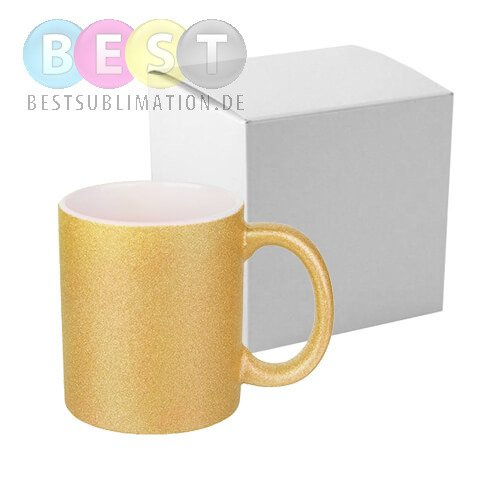 Tasse, mit Brokat, Gold, mit einzelner Box für die Sublimation