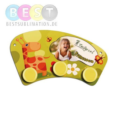 Mini Hakenleiste, MDF, gelb, für die Sublimation