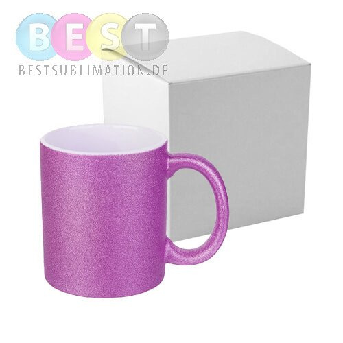 Tasse, mit Brokat, Violett, mit einzelner Box für die Sublimation