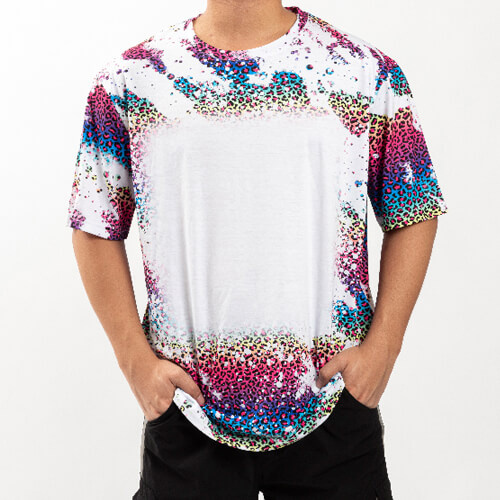 T-Shirt, Cotton-Like Bleached Leopard Wild Purple, für den Sublimationsdruck